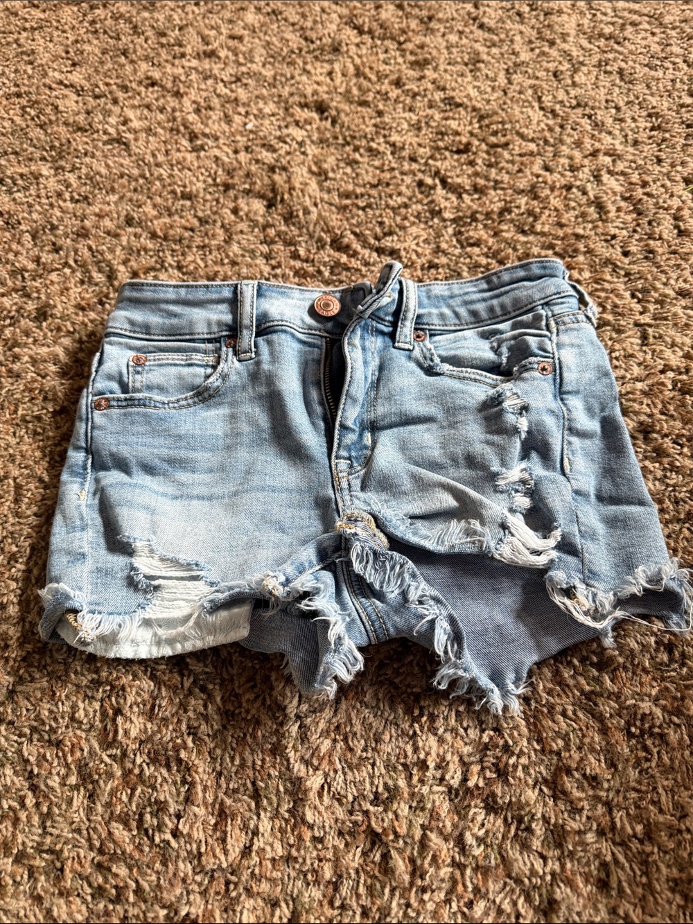 American Eagle Outfitters Light Wash Distressed Denim Shorts